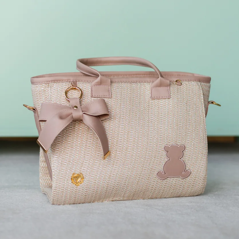 Bolsa Maternidade Candy Grande Tweed Rose + LAÇO LUXO